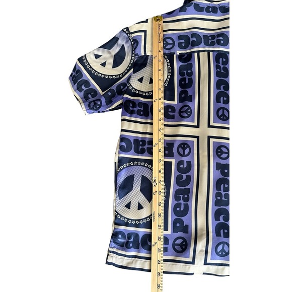 URBAN OUTFITTERS LIAM BLUE‎ PEACE SOUVENIR BUTTON DOWN SHIRT WOMENS SIZE XS - Picture 8 of 10